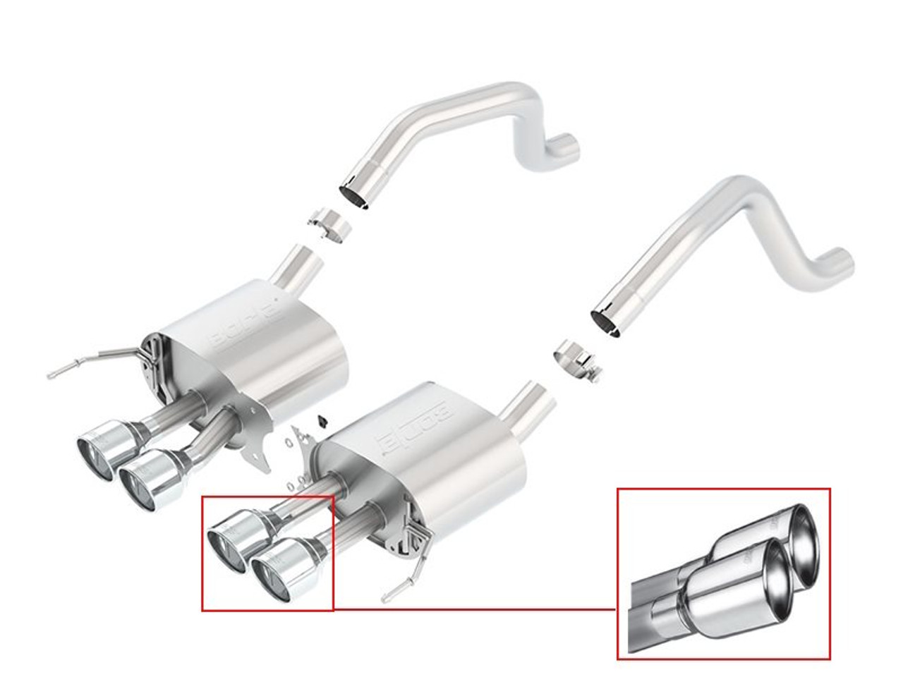 Borla 2.75" S-Type Axle-Back Exhaust System w/ 4.25" Quad Polished Tips :: 2015-2019 C7 Corvette Z06, Grand Sport Manual w/o AFM & NPP Valves