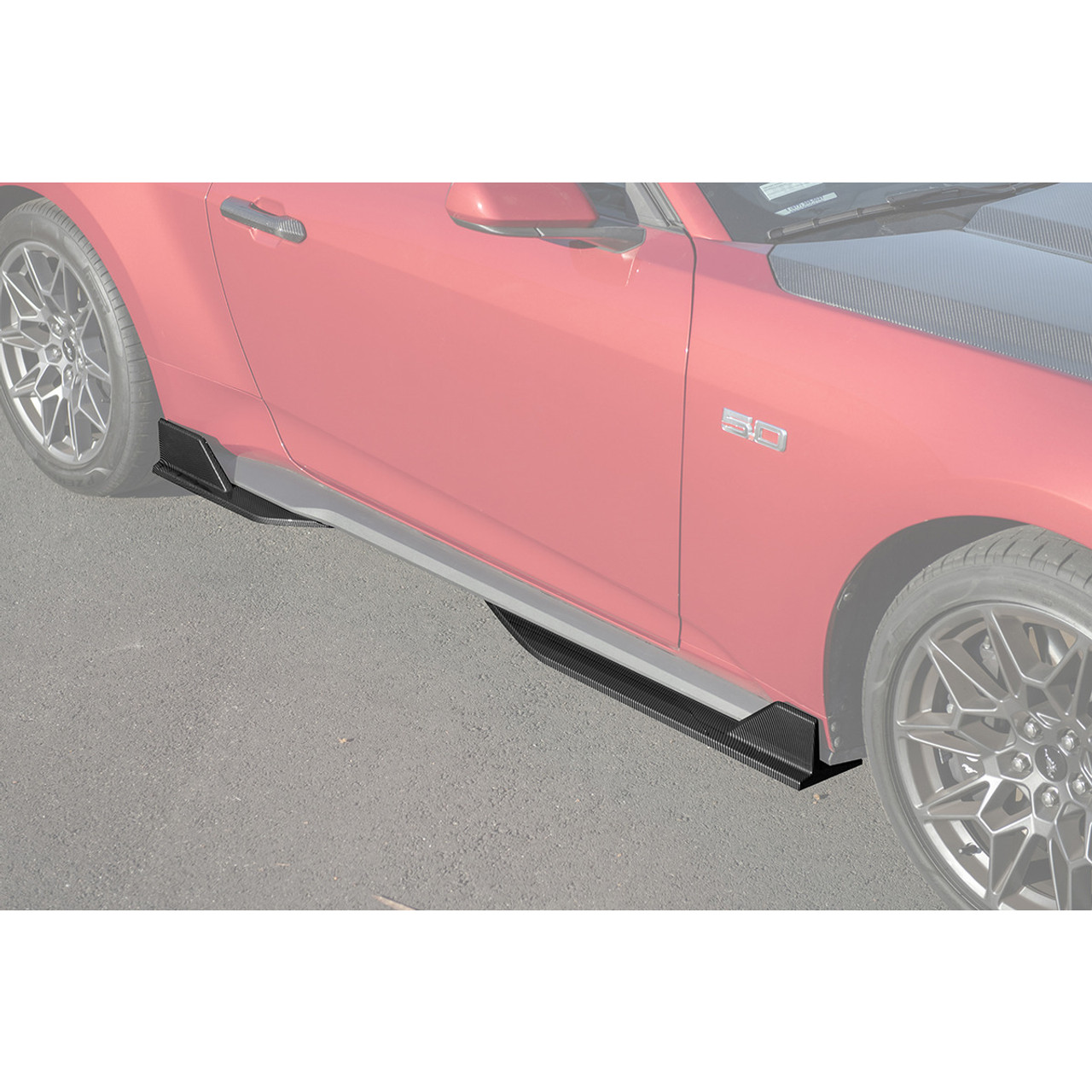EOS Side Skirt Extensions, Hydro-Dipped Carbon Fiber :: 2024-2025 Ford Mustang