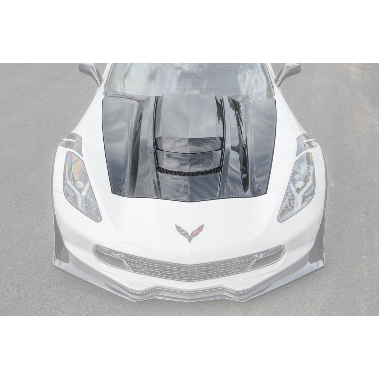 EOS ZR1 Style Cowl Vented Extractor Hood, Carbon Fiber :: 2014-2019 Corvette Non-ZR1