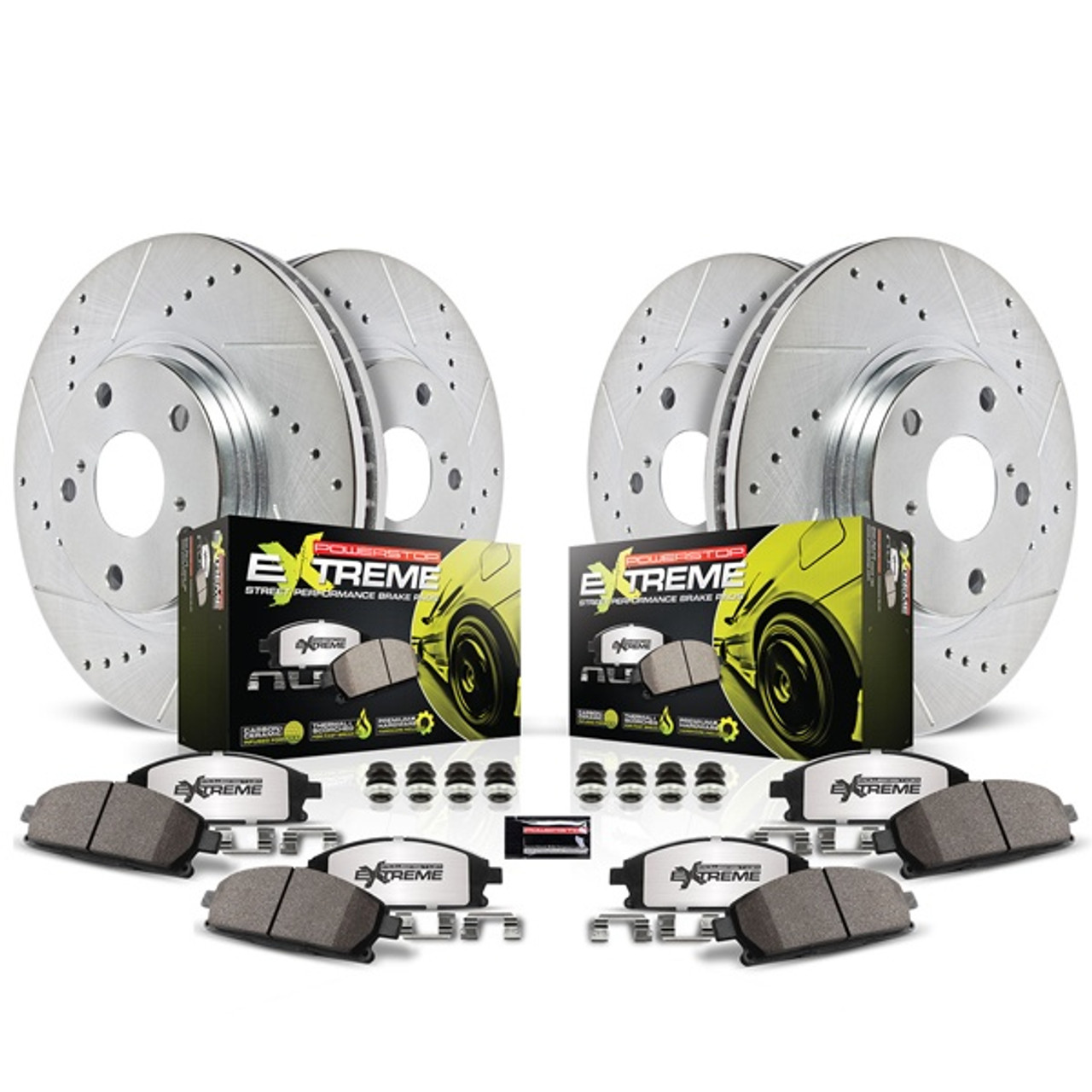 PowerStop Z26 Extreme Street Warrior Upgrade Kit, Front & Rear :: 2016-2024 Camaro SS w/ 4 Piston Front Caliper